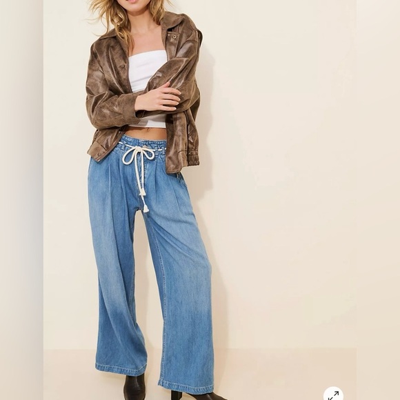 Free People Denim - We The Free by Free People boho Denim Wide Leg Pants Rope Drawstring S